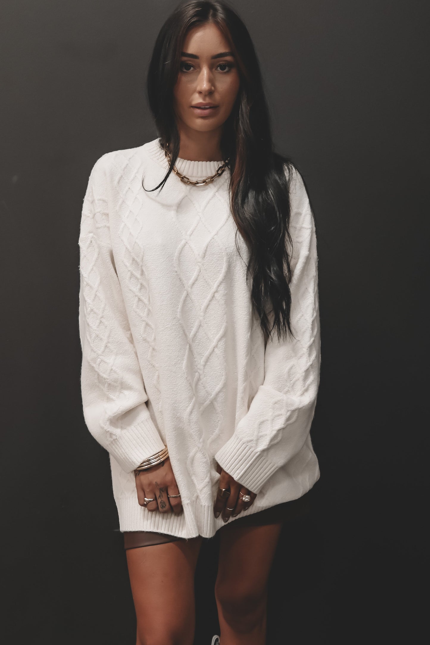 Tunique Oversize Tricot Douillet – Crème