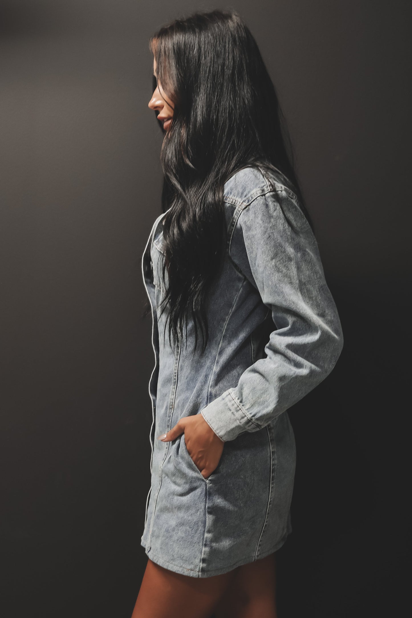 Robe Chemise en Jean Manches Longues – 100% Coton